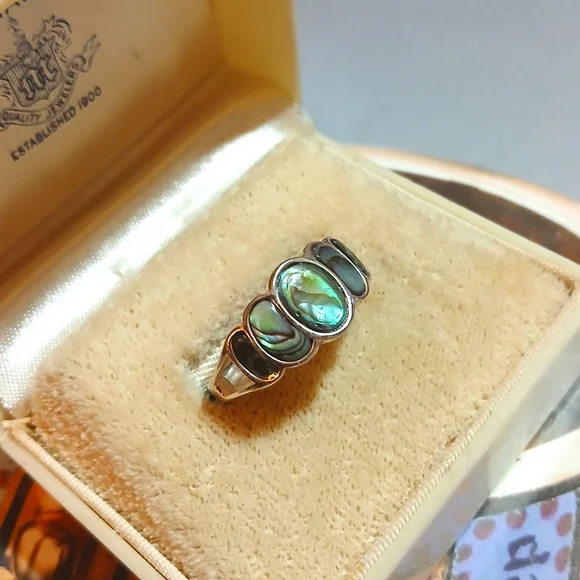 VTG Nevada Silver Mine Sterling Abalone Ring - Picture 7 of 8
